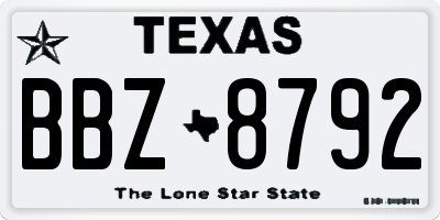 TX license plate BBZ8792