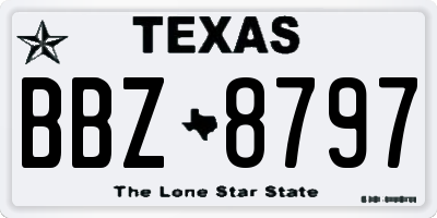 TX license plate BBZ8797