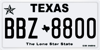 TX license plate BBZ8800