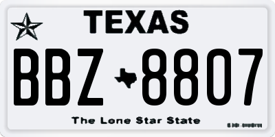 TX license plate BBZ8807