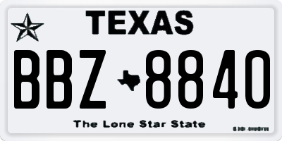 TX license plate BBZ8840