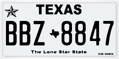 TX license plate BBZ8847