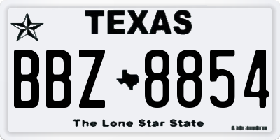 TX license plate BBZ8854