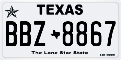 TX license plate BBZ8867