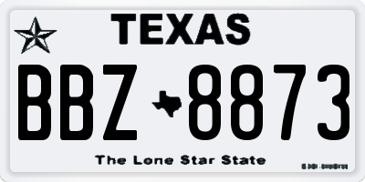 TX license plate BBZ8873