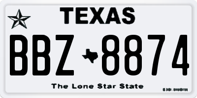 TX license plate BBZ8874