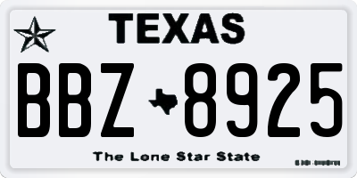 TX license plate BBZ8925