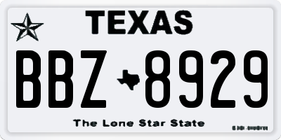 TX license plate BBZ8929
