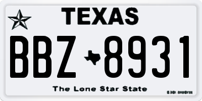 TX license plate BBZ8931