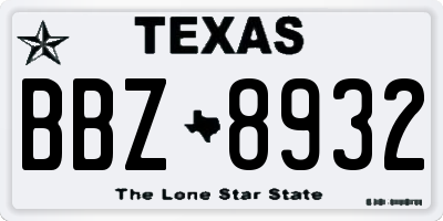 TX license plate BBZ8932