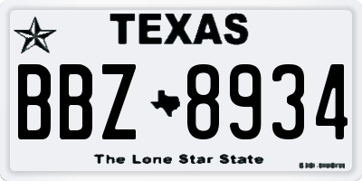 TX license plate BBZ8934