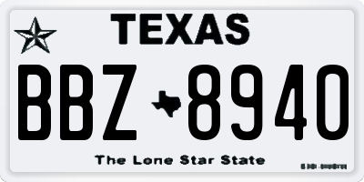 TX license plate BBZ8940