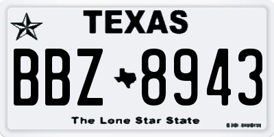 TX license plate BBZ8943