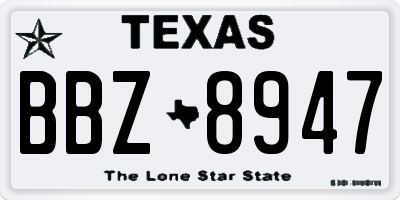 TX license plate BBZ8947