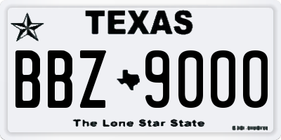 TX license plate BBZ9000