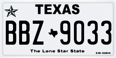 TX license plate BBZ9033