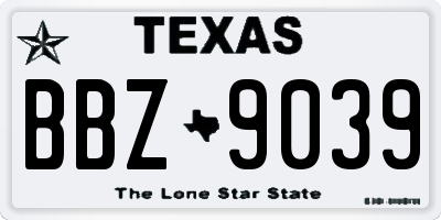 TX license plate BBZ9039
