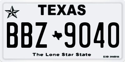 TX license plate BBZ9040