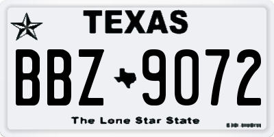 TX license plate BBZ9072
