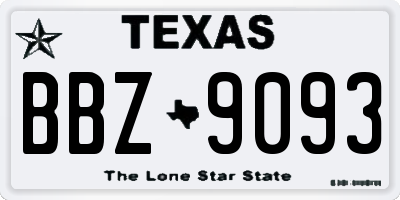 TX license plate BBZ9093