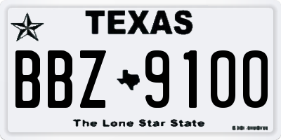 TX license plate BBZ9100
