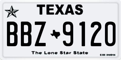 TX license plate BBZ9120