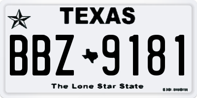 TX license plate BBZ9181