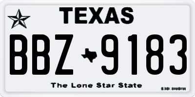 TX license plate BBZ9183