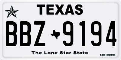 TX license plate BBZ9194