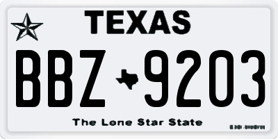 TX license plate BBZ9203