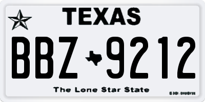 TX license plate BBZ9212