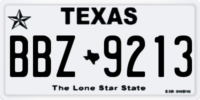 TX license plate BBZ9213