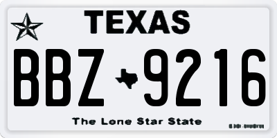 TX license plate BBZ9216