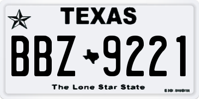 TX license plate BBZ9221