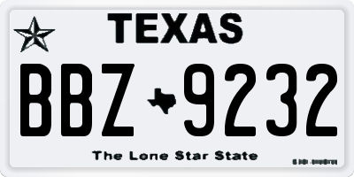 TX license plate BBZ9232