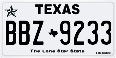 TX license plate BBZ9233