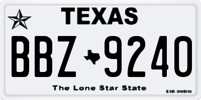 TX license plate BBZ9240