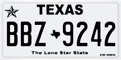 TX license plate BBZ9242