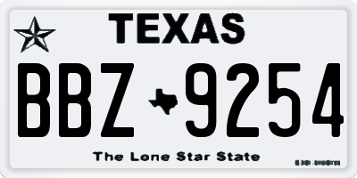 TX license plate BBZ9254