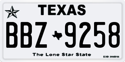 TX license plate BBZ9258