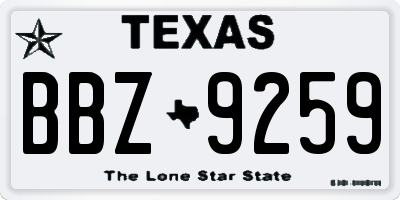 TX license plate BBZ9259