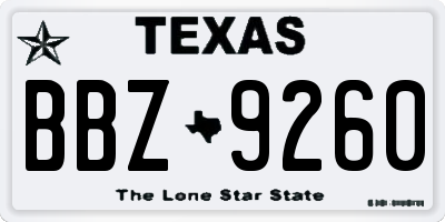 TX license plate BBZ9260