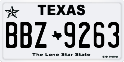 TX license plate BBZ9263