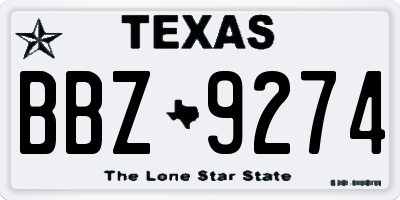 TX license plate BBZ9274