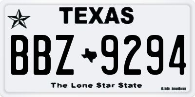 TX license plate BBZ9294
