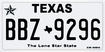 TX license plate BBZ9296