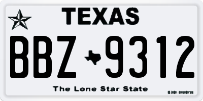 TX license plate BBZ9312