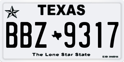 TX license plate BBZ9317