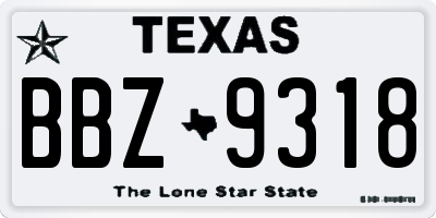 TX license plate BBZ9318
