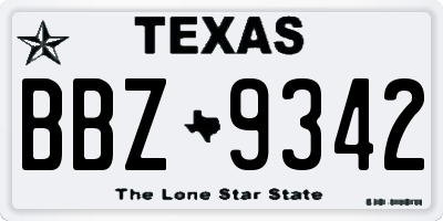 TX license plate BBZ9342
